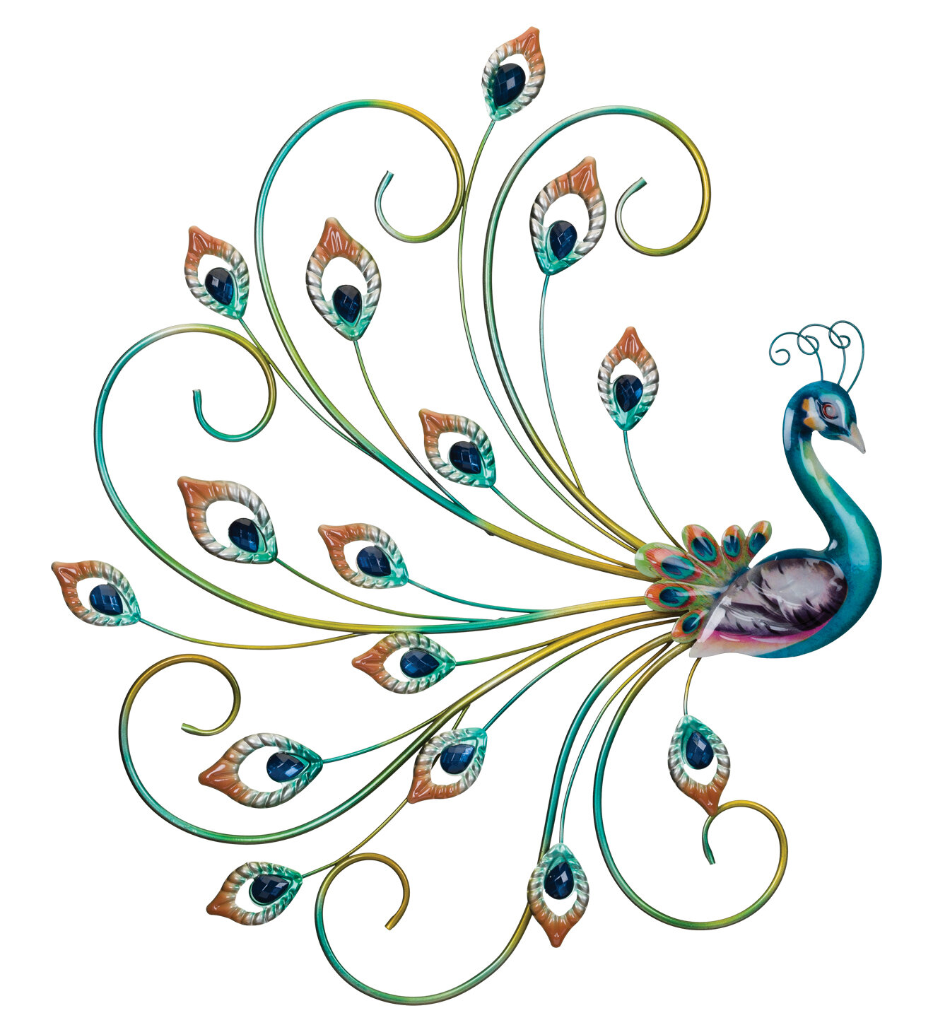 Eangee Peacock Seated 18 Wide Metal Peacock Wall Decor