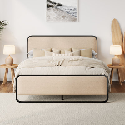 Queen Beige Linen Arnasia Bed
