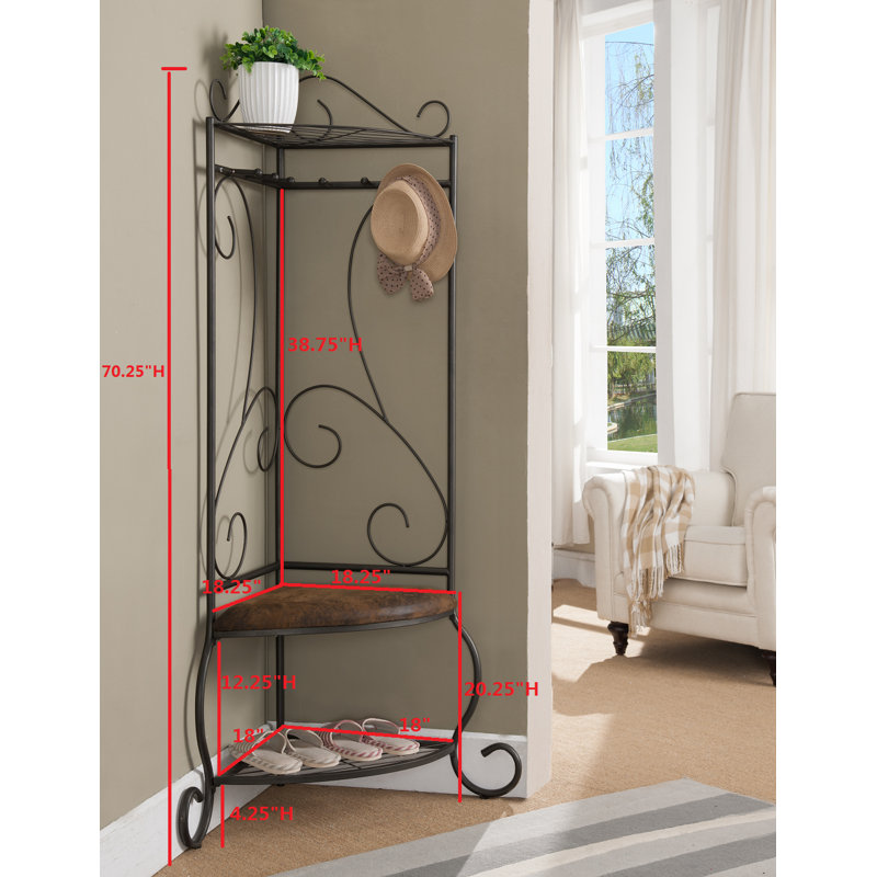 Corner Entryway Hallway Storage Bench With Coat Rack