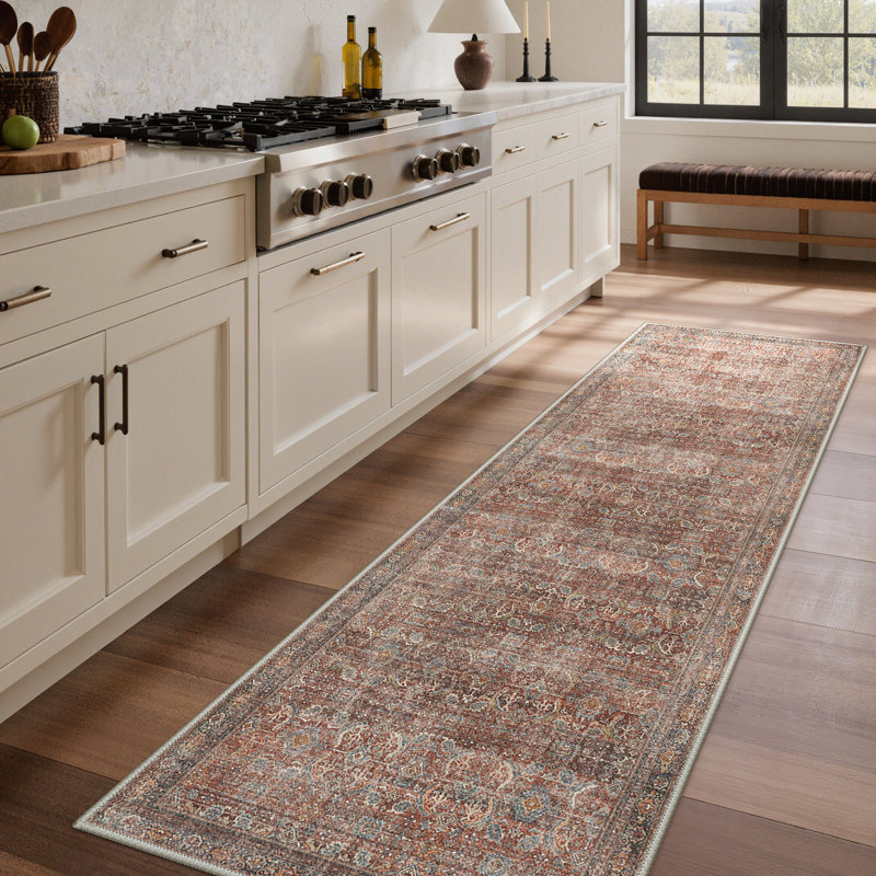 Tapis rouge brique Abastos Performance Performance, Tapis de couloir 2 pi x 10 pi, Rouge / brique