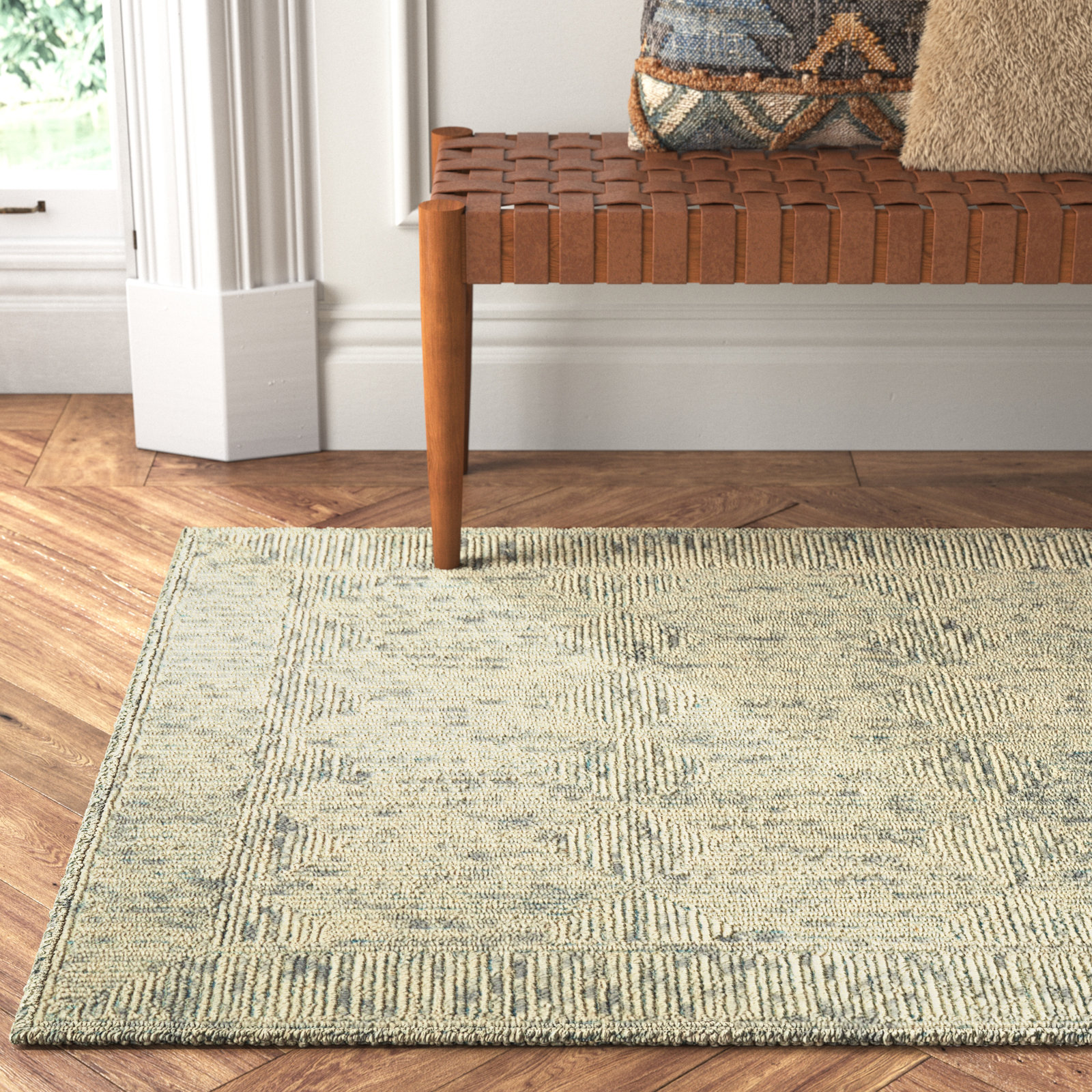 Jordy Gray Ivory Hand-Tufted Wool Rug, Rectangle 8'3' x 11'6"