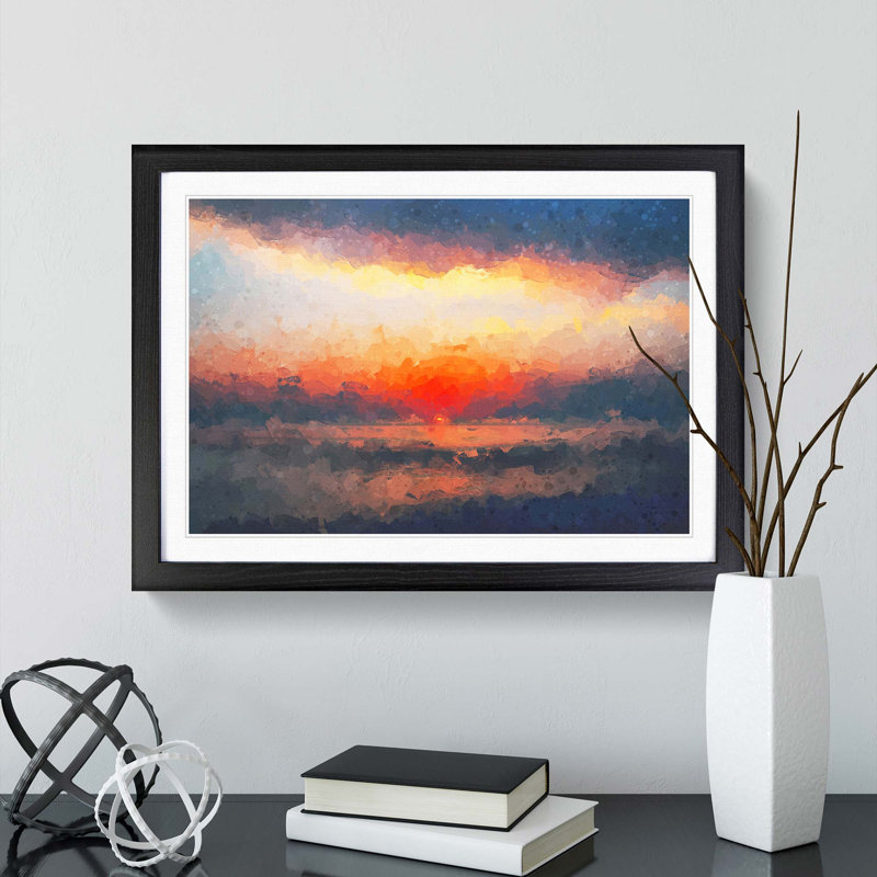 Sunset in Long Beach California in Abstract - Picture Frame Graphic Art Print on MDF, Black Framed, 36cm H x 48cm W x 2cm D