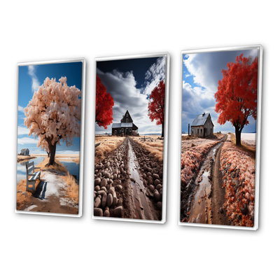 «Farmhouse Serenity Farm», 3 pièces sur toile
