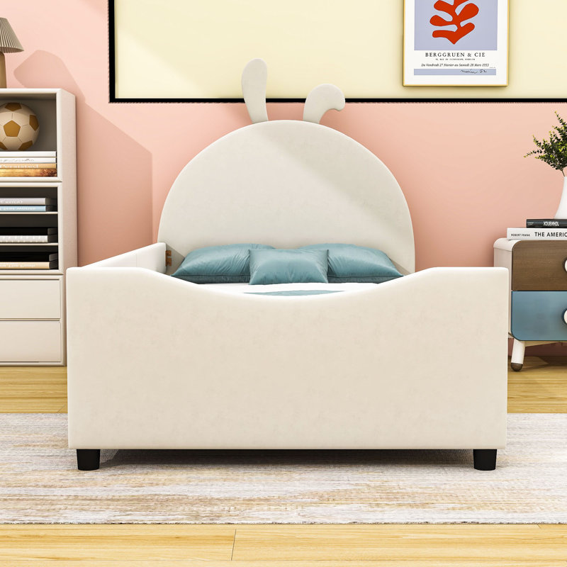 Wood Twin Upholstered Daybed with Headboard, Beige