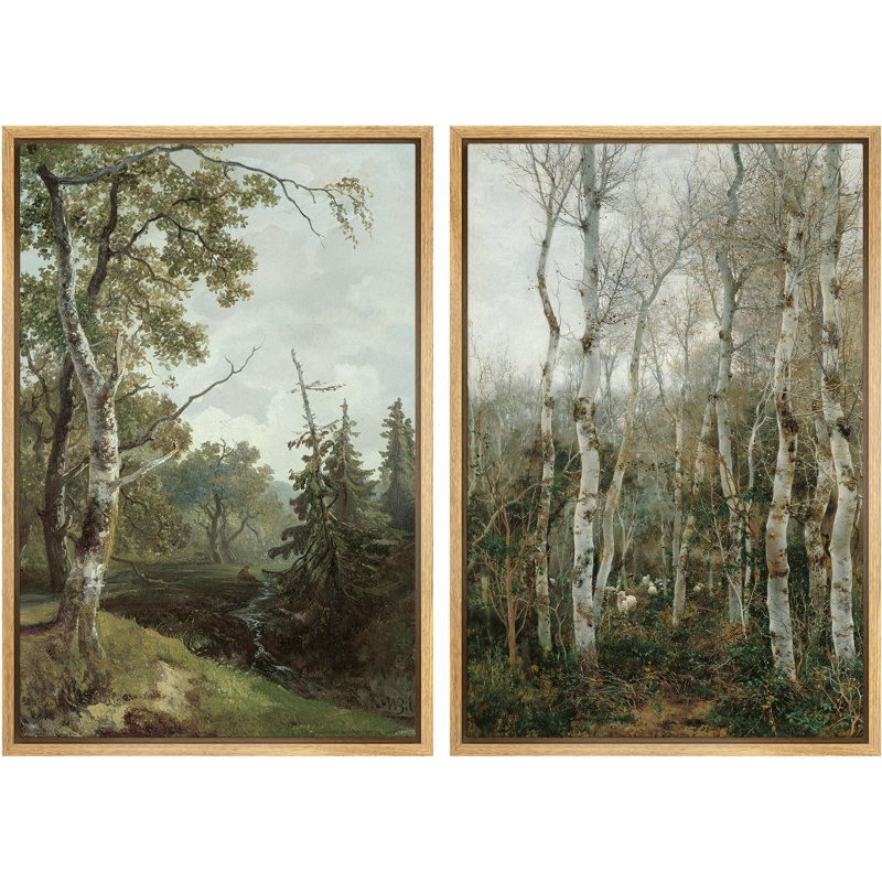 «Whimsical Wonderland Fantasy Forest», 2 pièces sur toile, Naturel, H 36 po x l 48 po