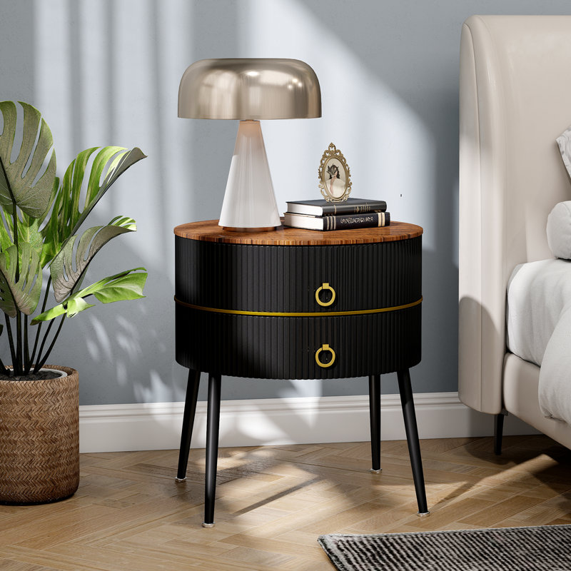 Midwest 21.85" H 2-Drawer End Table , Brown/Black