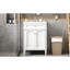 Meuble-lavabo de 61 cm (24 po), deux portes, tiroir, lavabo en céramique et fonction de fermeture en douceur pour salles de bain compactes. Rangement à 2 portes de 61 cm (24 po), rails coulissants basculants.