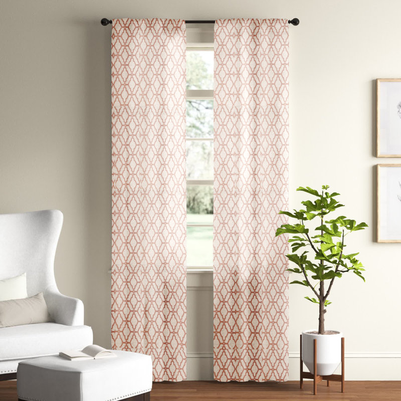 Eclipse Lollie Blackout Thermalayer, Rod Pocket Window Curtain Panel Pair, 52" x 84", Coral