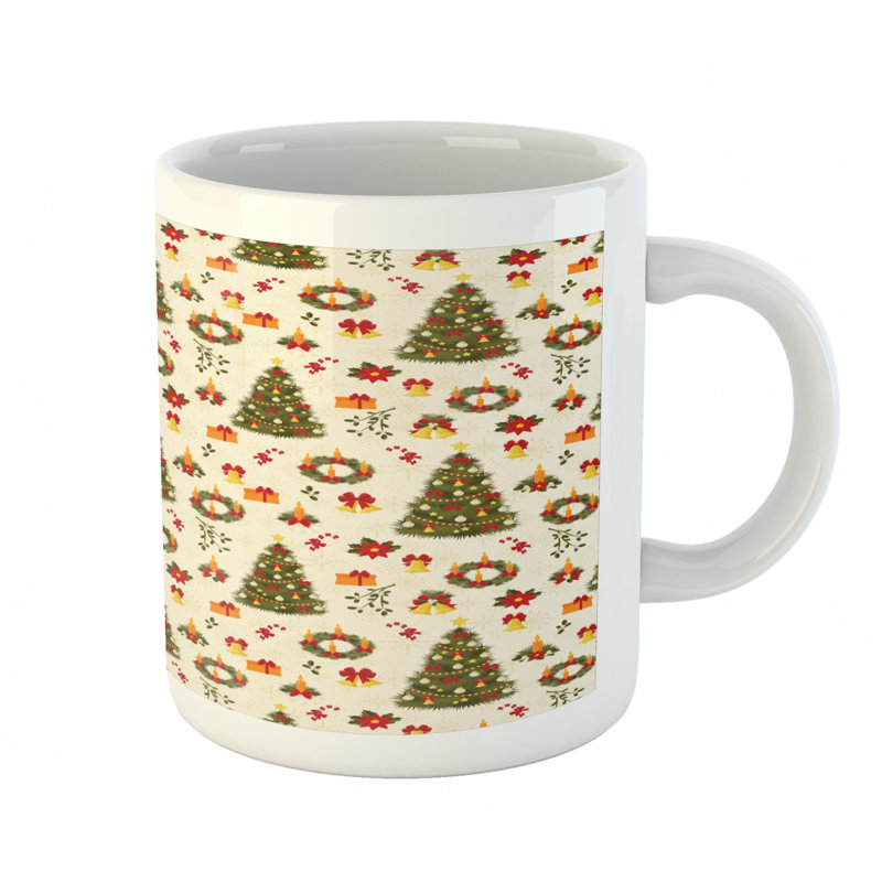 Grande tasse à café sapin d’arbre guirlande et cloches
