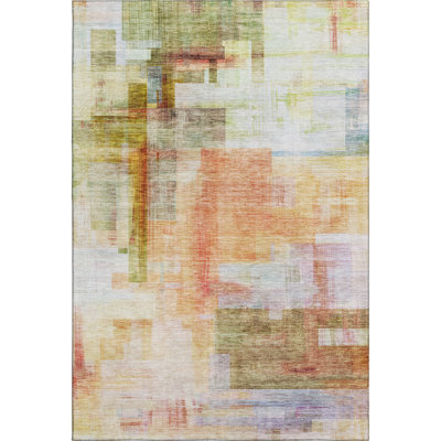 Premium Machine Washable Ducote AMF1067 Squares Rug