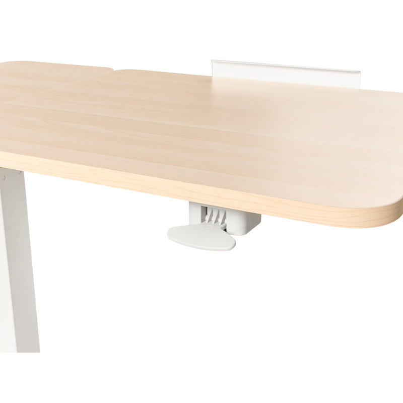 Adjustable Metal Base Standing Desk, Brown/White