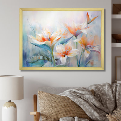 Oiseaux de paradis beige et orange sur toile