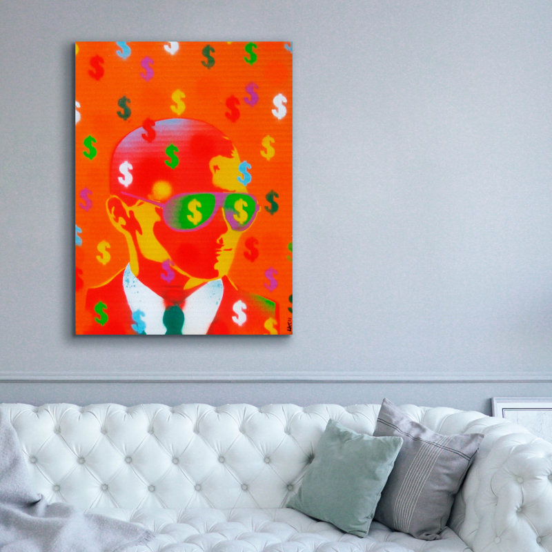 Art mural sur toile Winston Porter «Cash Rules» par Abstract Graffiti, H 54 po x l 40 po x P 1,5 po