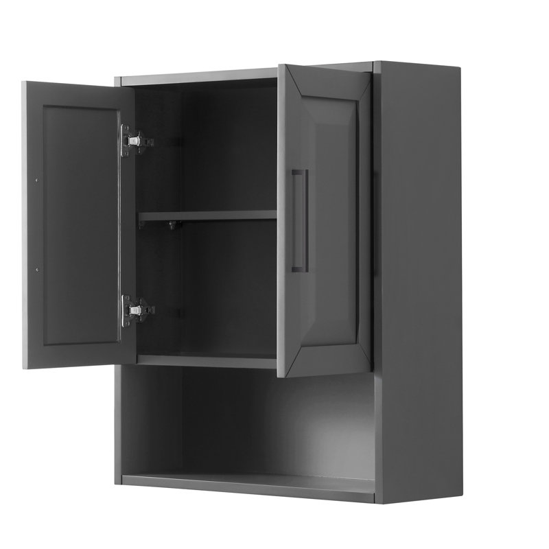 Daria Bathroom Cabinet, Dark Gray/Matte Black Trim