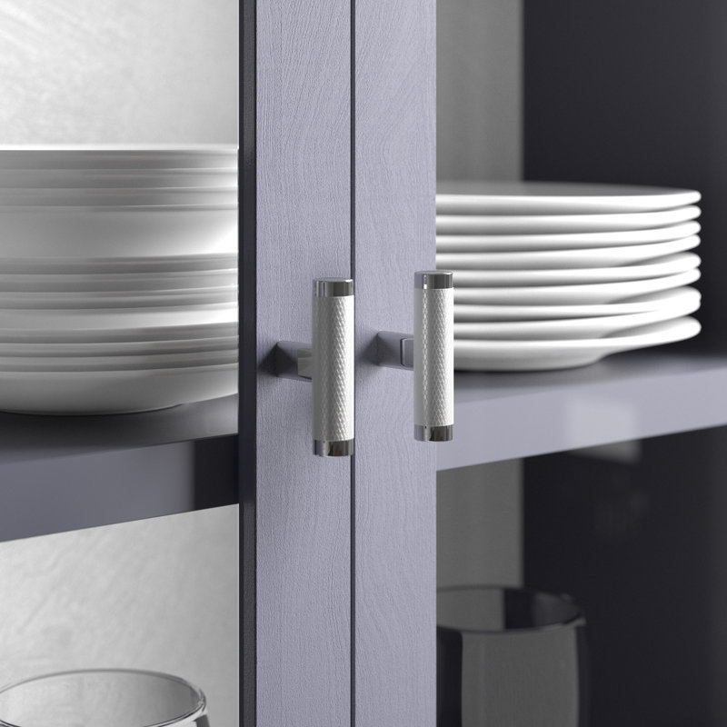 Polished Nickel T-Handle Cabinet Knob with Mounting Hardware