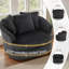 Ultra Plush Faux Rabbit Fur Oversized Swivel Barrel Chair with Three Pillows-2064079546