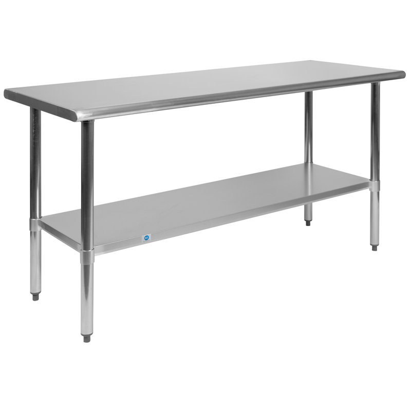 Woodford NSF Certified Stainless Steel Prep and Work Table with Undershelf, 34.25" H x 60" W x 24" D