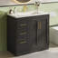 Meuble-lavabo noir de 36 po avec lavabo, armoire de salle de bain noire autoportante moderne avec comptoir Smc, portes à fermeture douce et 3 tiroirs, quincaillerie dorée