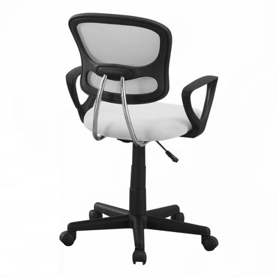 Fauteuil de bureau, hauteur réglable, pivotant, ergonomique, accoudoirs, bureau d'ordinateur, bureau, juvénile, filet blanc, métal noir, contemporain,
