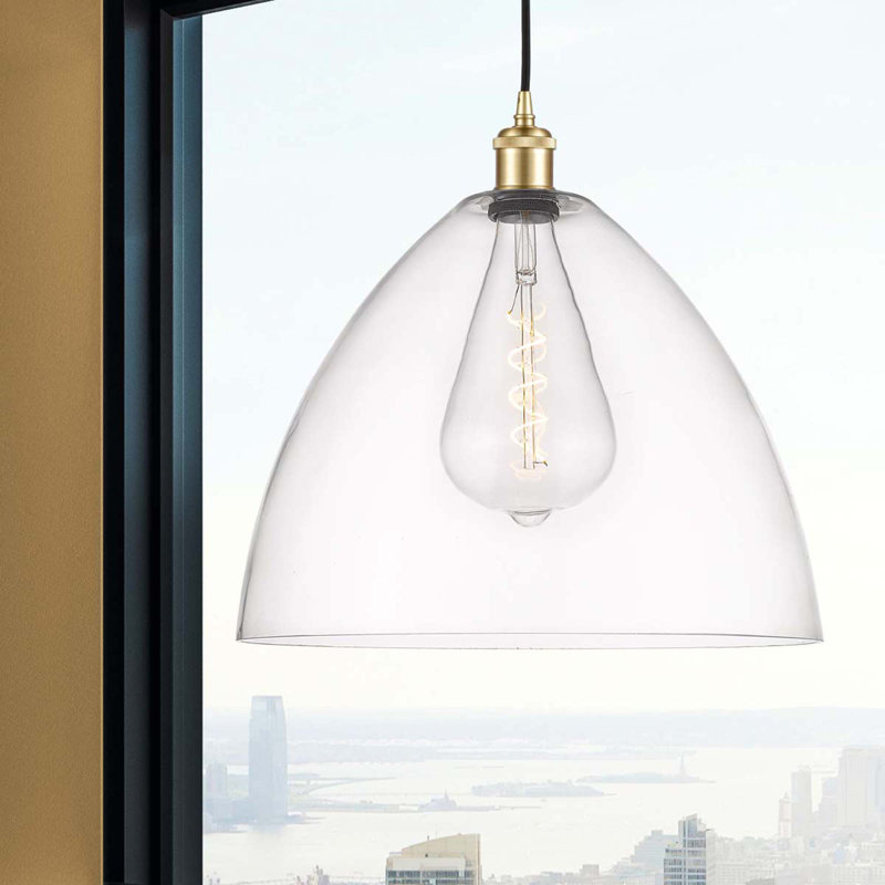 Haruka 1 - Light Single Pendant, Clear, 18.75" H x 16" W x 16" D, Satin Gold