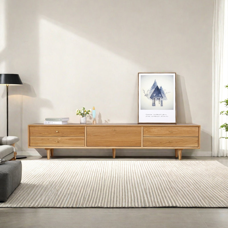 Meuble télé moderne en chêne simple, 70.86", Naturel