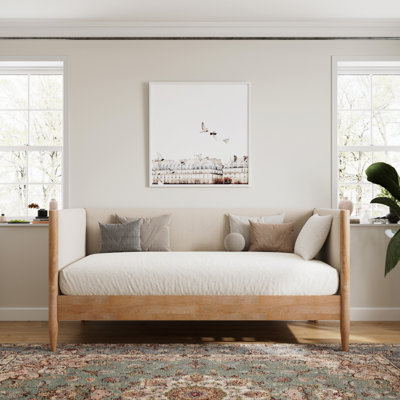 Besan Solid Wood Boucle Upholstered Twin Daybed