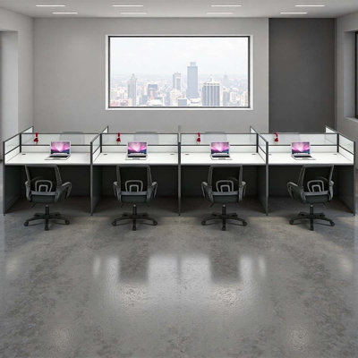Rectangular 8-Person Office Cubicle, Computer Desk,Equipped With Cable Management Device And Officechair