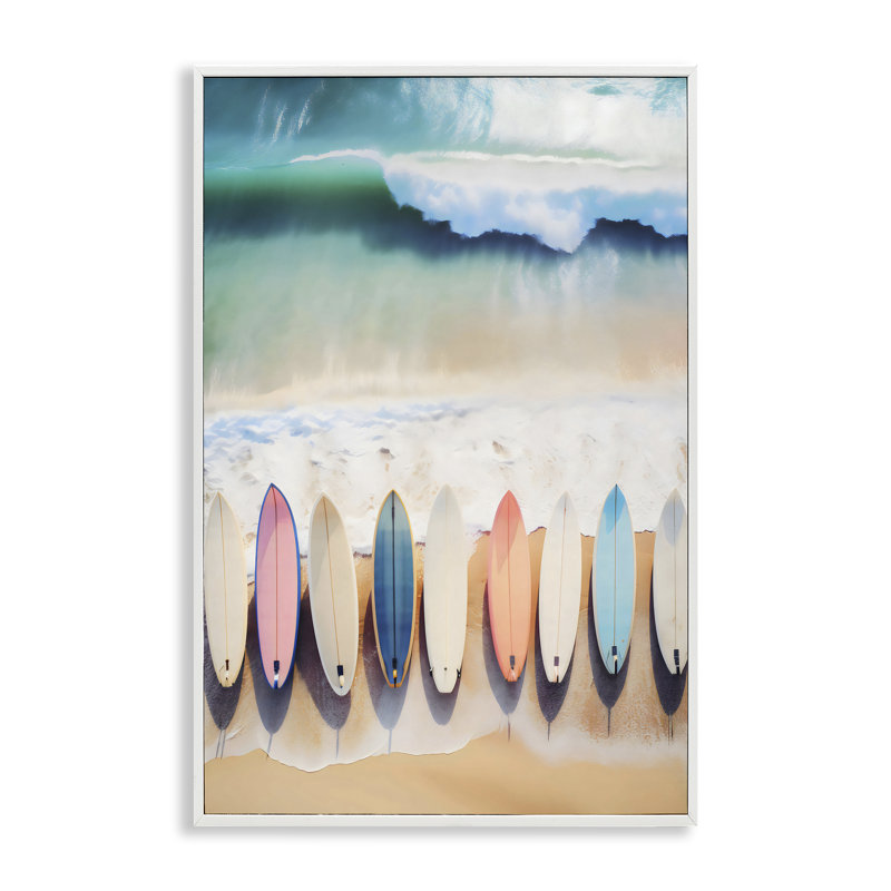 Giclée encadrée de planches de surf, vue par Creative Studio, 30 x 20, Coastal White Giclee Framed