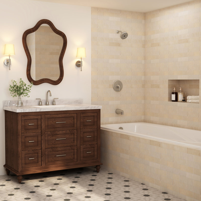 Ensemble de douche de remplacement pour pomme de douche ronde 10 fonctions et bec de baignoire 5 pouces, Nickel brossé