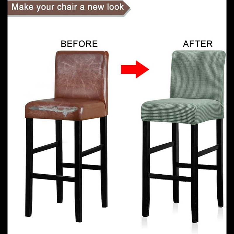 Ensemble de 4 housses de chaises de tabouret de bar réutilisables et extensibles, Cyan