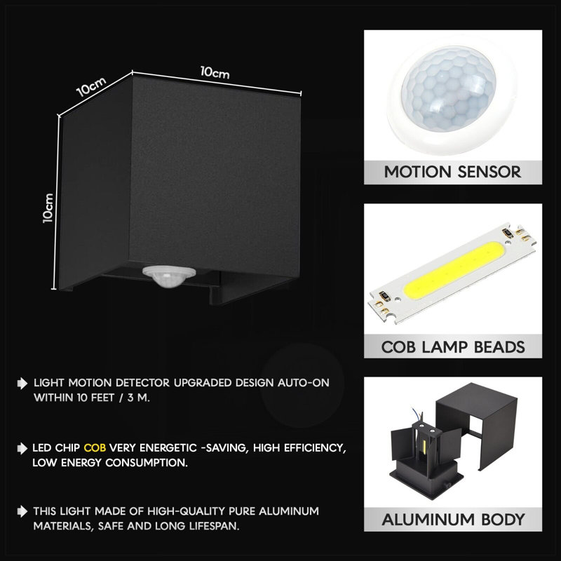 Betheny Black 10cm H Integrated LED Outdoor Sconce