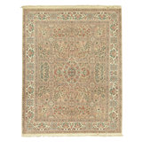 Hand Knotted Wool Oriental Area Rug in Beige And Ivory