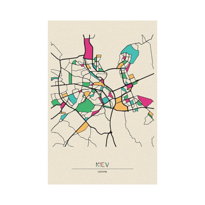 Kiev, Ukraine Map by Ayse Deniz Akerman - Wrapped Canvas Graphic Art