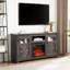 Meuble télé Style avec foyer et découpes pour câbles, gris, l 59,27 po x P 15,12 po, H 31,7 po, pour téléviseurs de 65 po