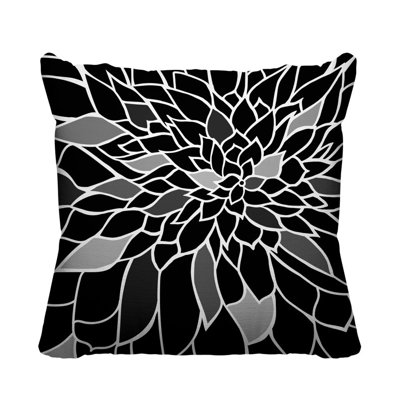 Raina Outdoor Reversible Throw Pillow, 15H" x 15W", Black