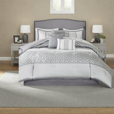 Ensemble de literie de luxe 7 pièces en polyester très grand californien, style jacquard pour la maison