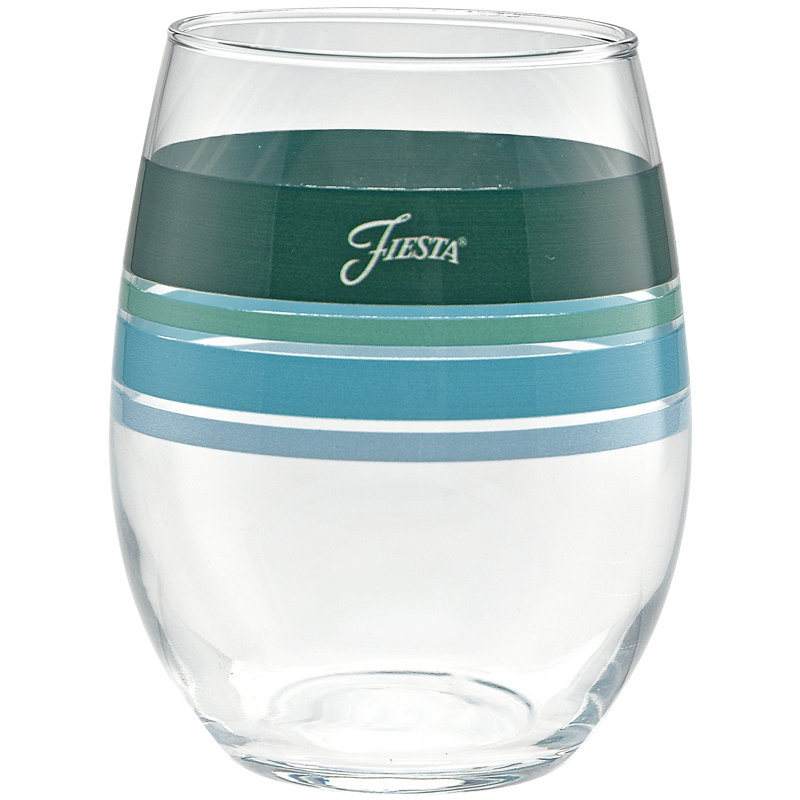 Fiesta Aegean Edgeline Glass, 15-Ounce Stemless Wine Glass