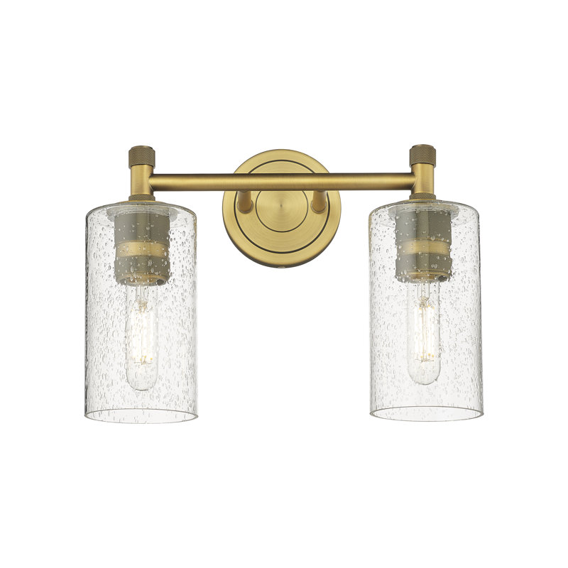 Éclairage pour meuble-lavabo mural 2 lumières Crown Point, Laiton brossé, Grainé