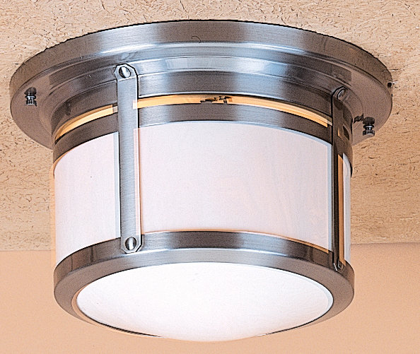 Berkeley 2 - Light Flush Mount, 8.5" H x 13.75" W, Pewter, White Opalescent