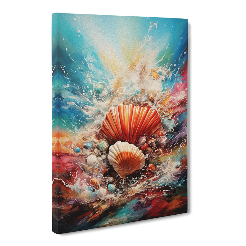Seashell Action Painting Art - Wrapped Canvas, 50cm H x 35cm W x 3cm D