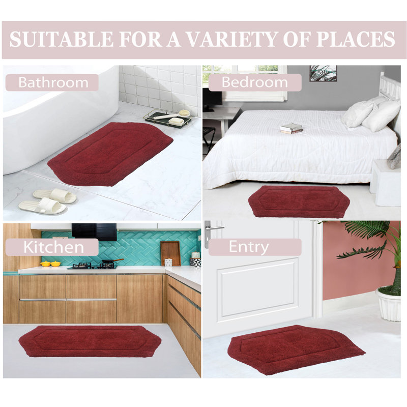 Waterford Red Cotton 5-Piece Non-Slip Bathroom Rug Set