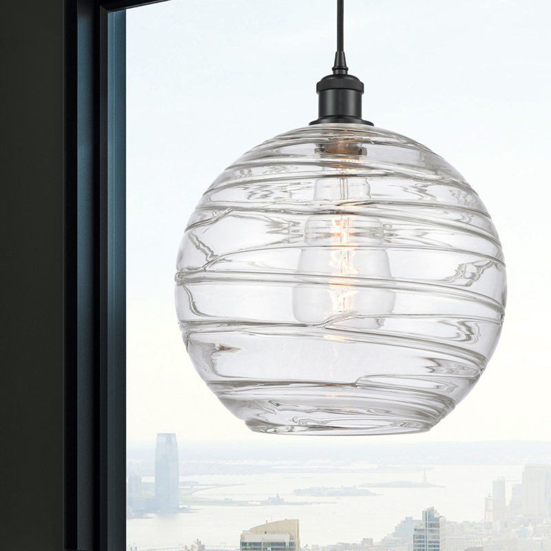 Luminaire suspendu en forme de globe à 1 lumière Mott, Noir mat, Ampoule non incluse