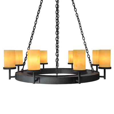 Adcock 8-Light Shaded Wagon Wheel Chandelier -  Millwood Pines, 4E5A0E071EBA4DACB8D3044D93C63FA1