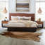 Lit en bois d'acacia Darmon avec finition noyer brut-411256546