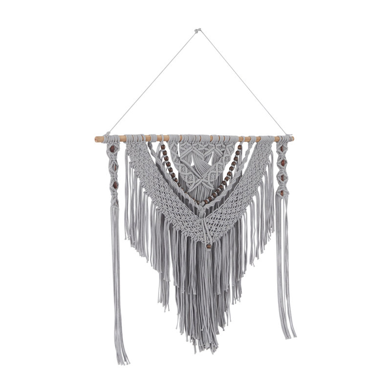 Boho Abstract Wall Decor on Fabric, Gray