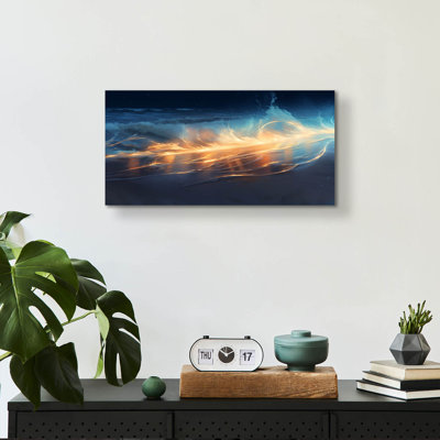 Art mural en verre Ivy Bronx «Bioluminescent Waves» par r3darch0n, 24 po x 12 po
