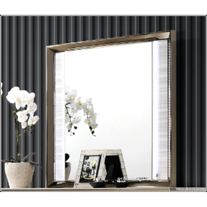 MIRROIR ÉTOILE AVEC ÉCLAIRAGE DEL, finition blanche élégante et éclairage lumineux pour les espaces de vie modernes