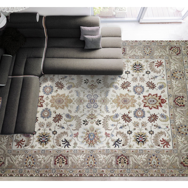 Outdoor Oriental Area Rug in Gray/Wine/Blue, Rectangle 8' x 10'