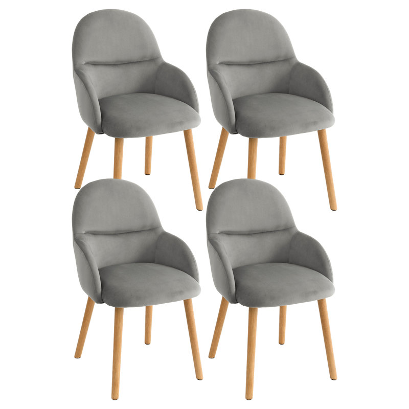 49cm H Upholstered Upholstered Back Armchair, Light Grey, 4, Light Grey