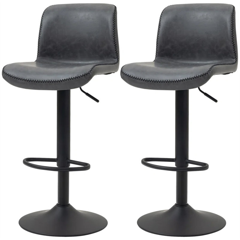 Locrian Swivel Adjustable Height Bar Stool with Steel Frame